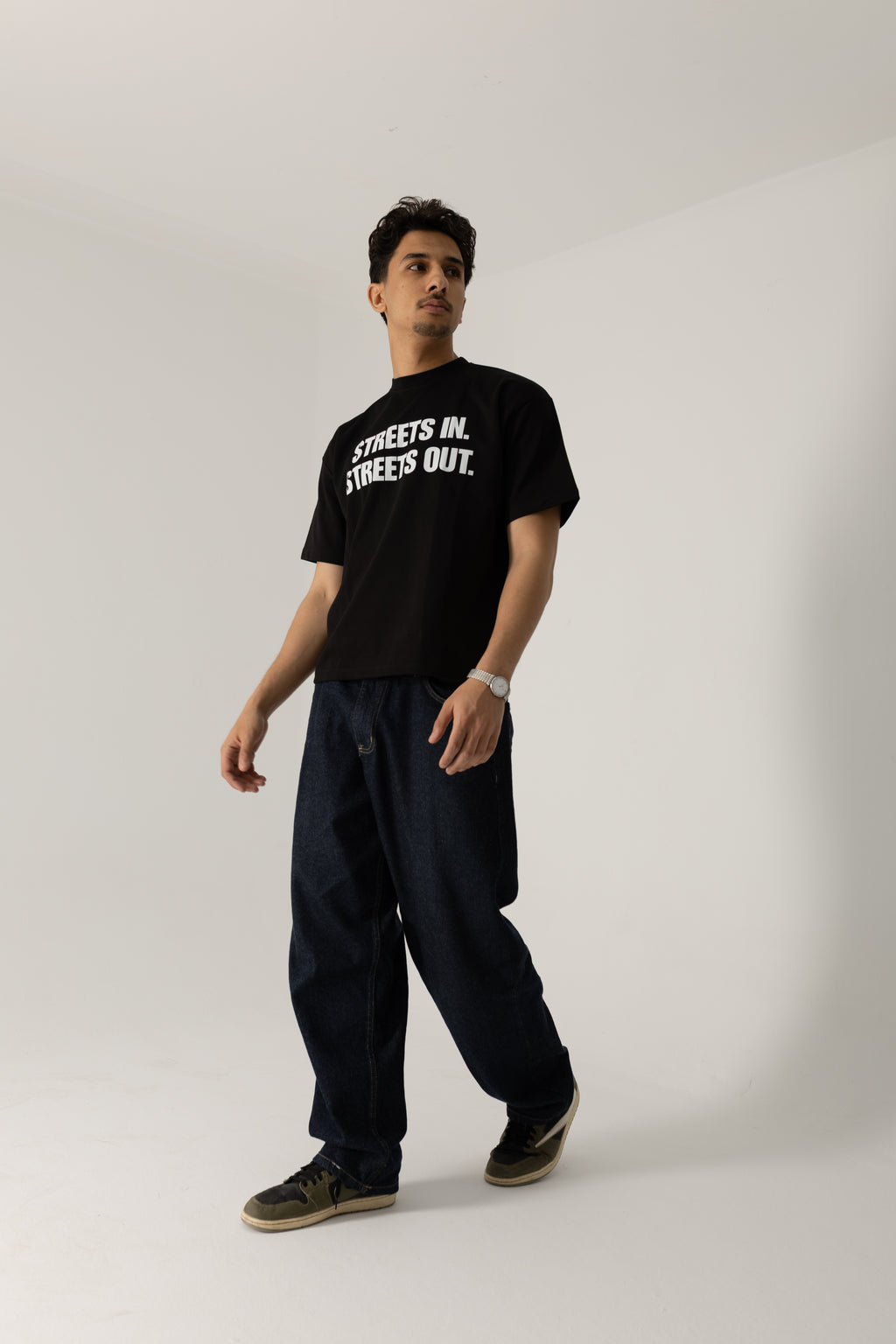 FLECKED Black Boxy fit Tee