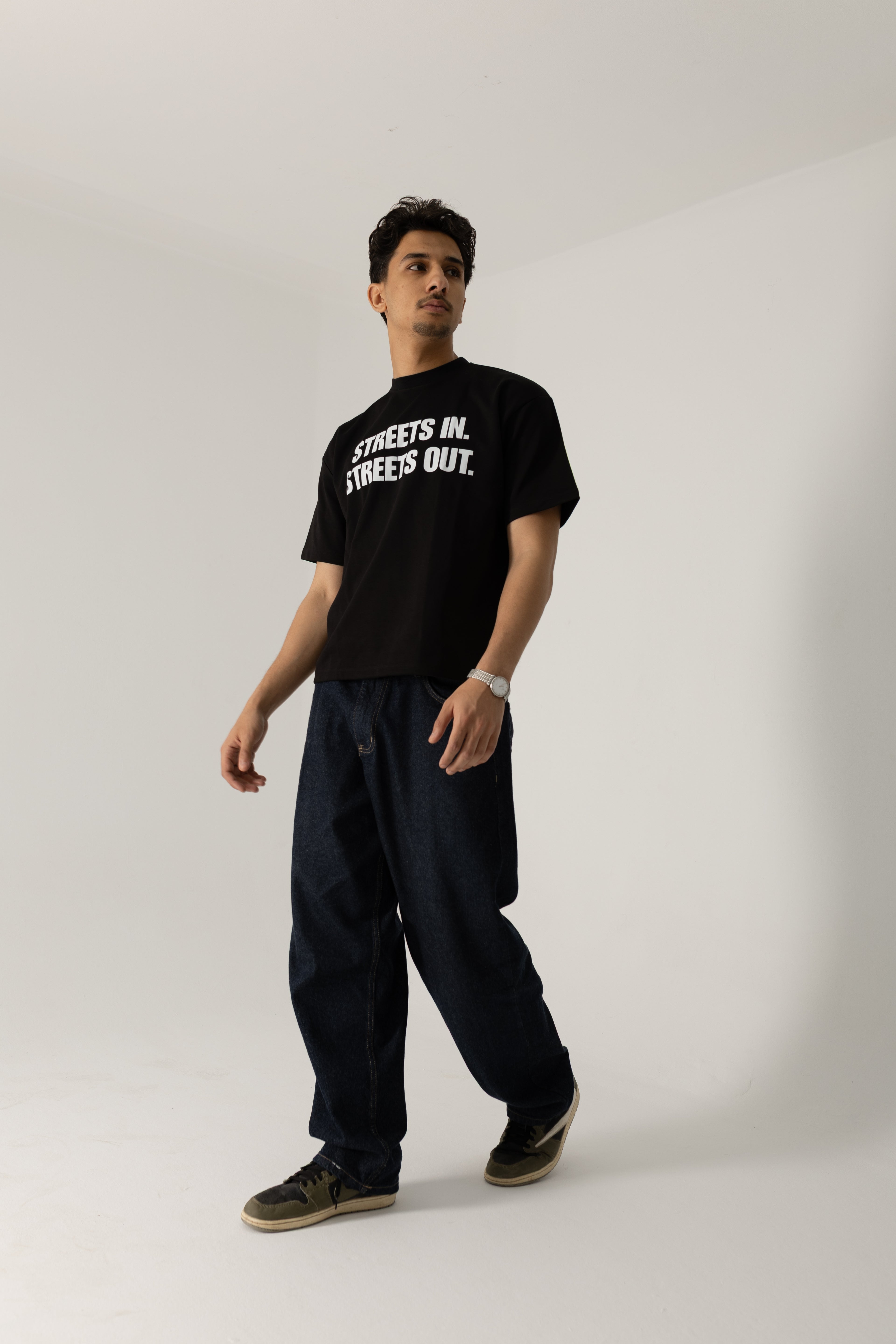 FLECKED Black Boxy fit Tee