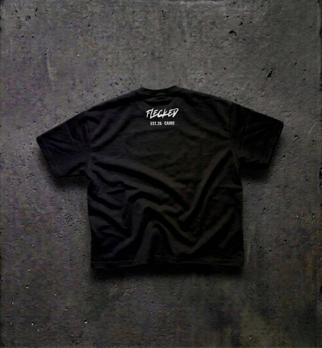 FLECKED Black Boxy fit Tee