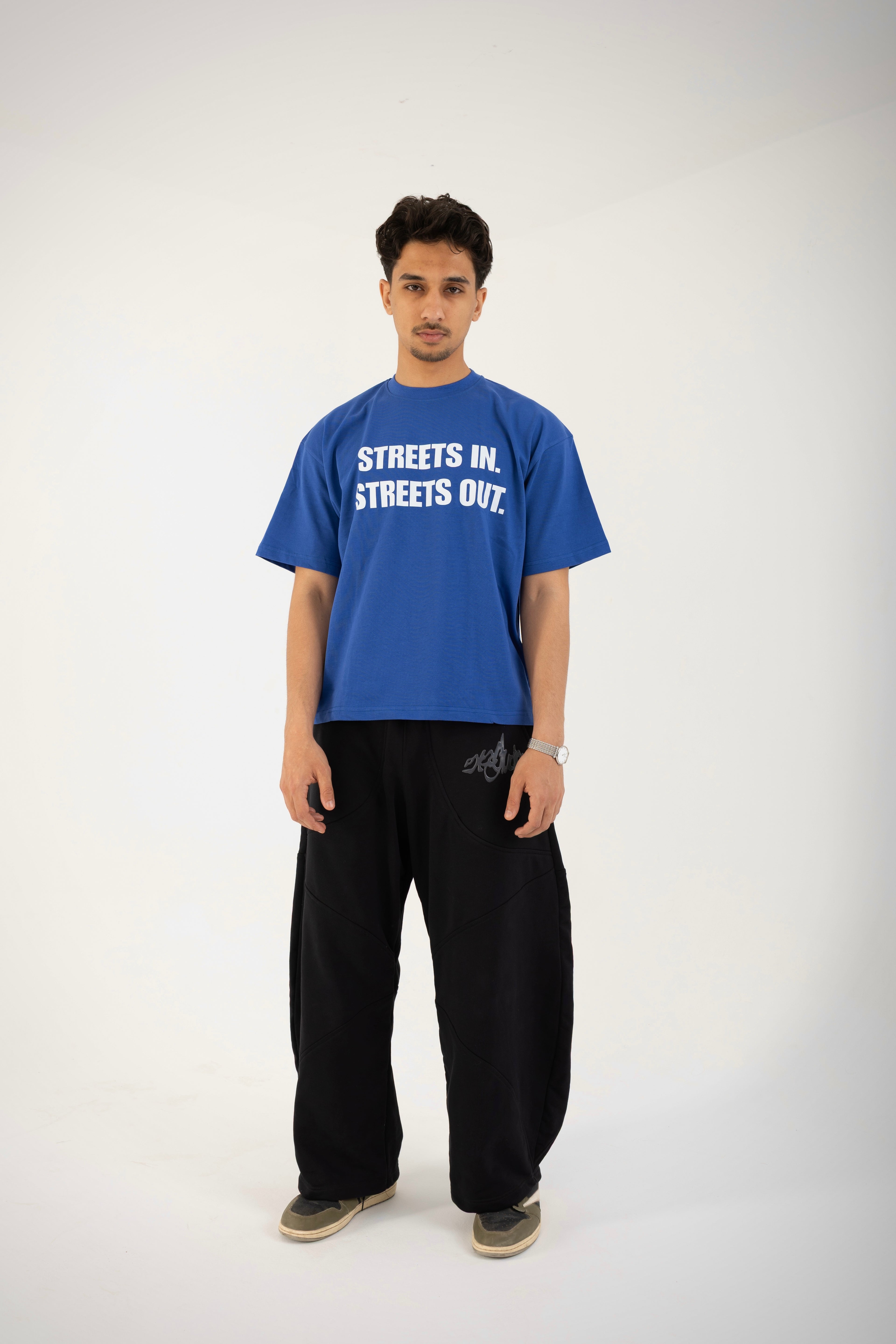 FLECKED Royal blue Boxyfit Tee