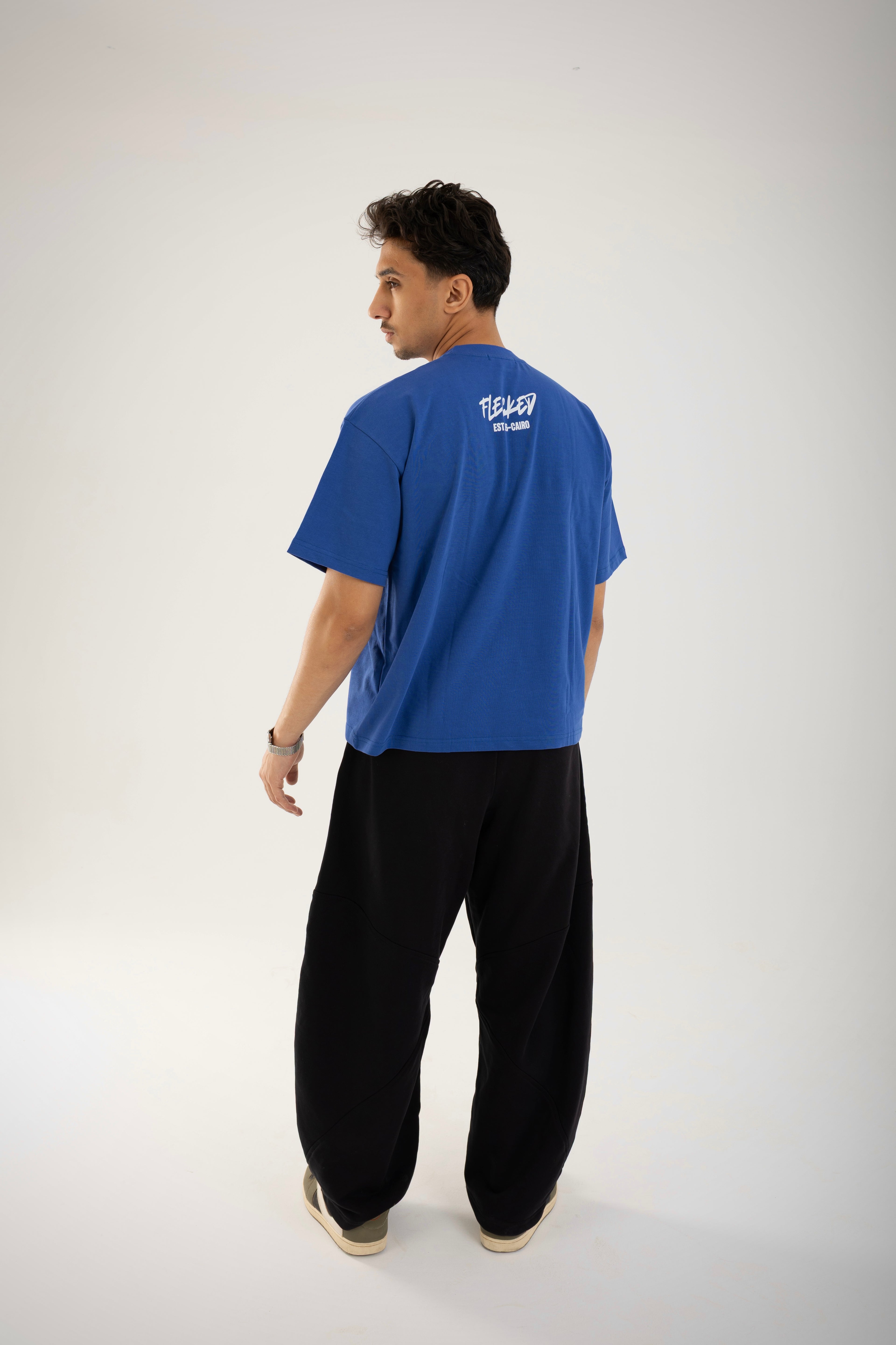 FLECKED Royal blue Boxyfit Tee