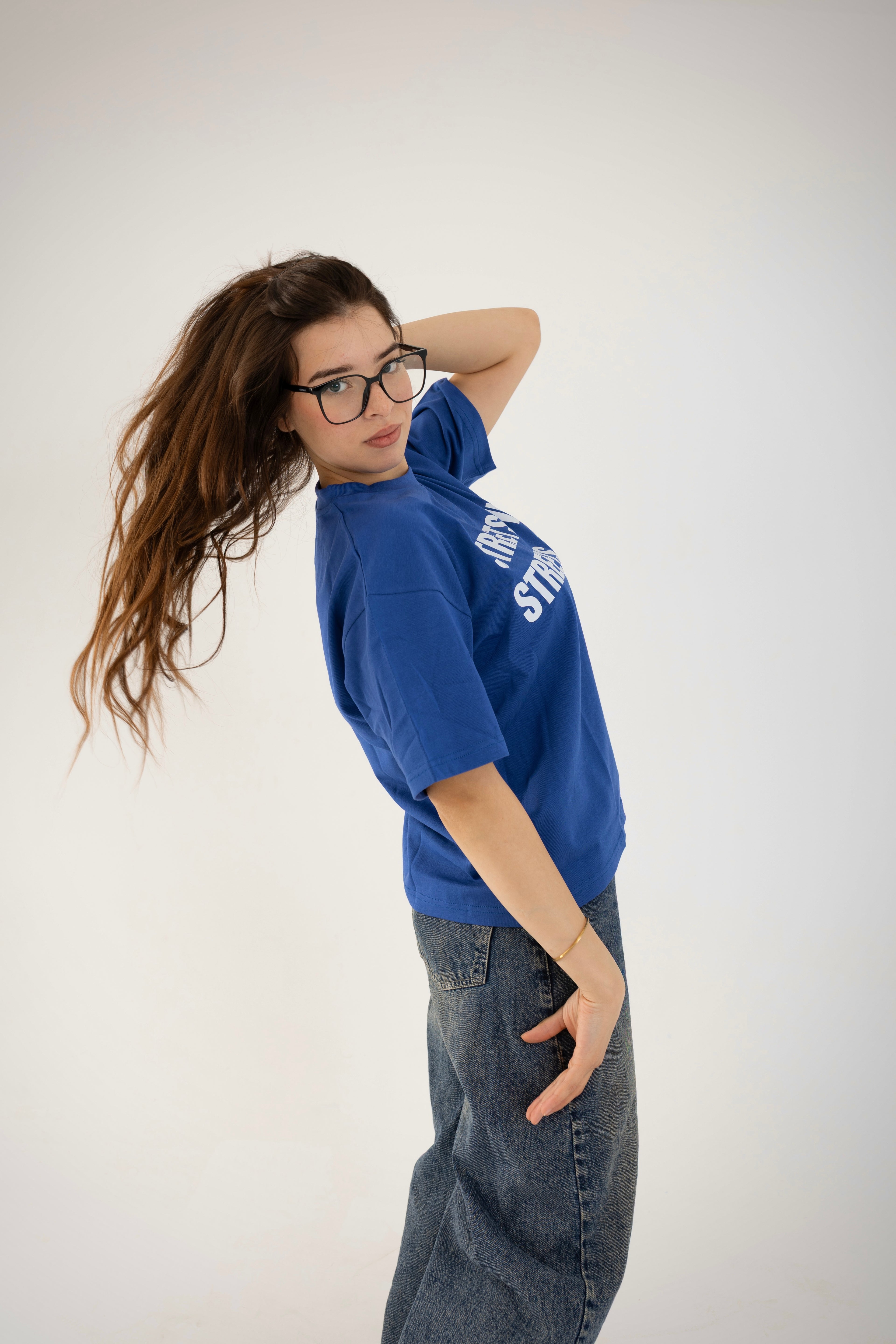 FLECKED Royal blue Boxyfit Tee