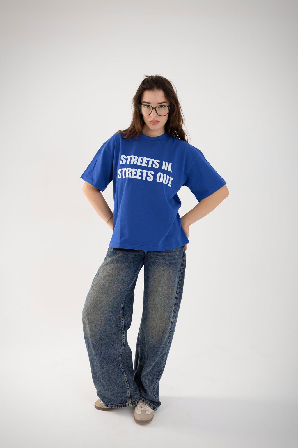 FLECKED Royal blue Boxyfit Tee